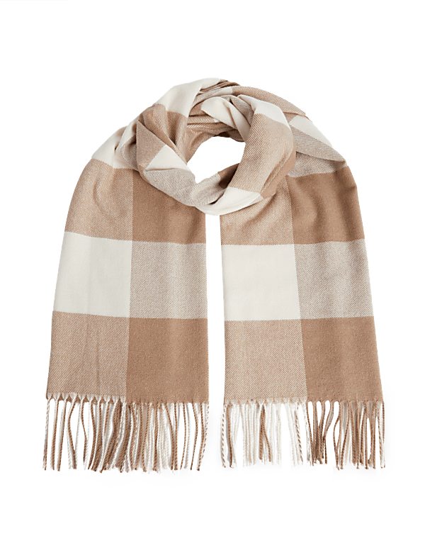 Checked Tassel Scarf