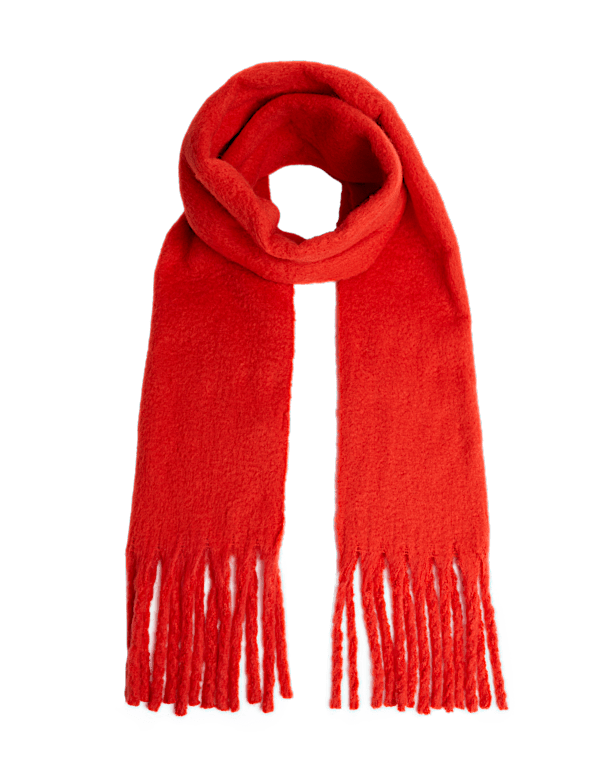 Brushed Colour Block Tassel Scarf