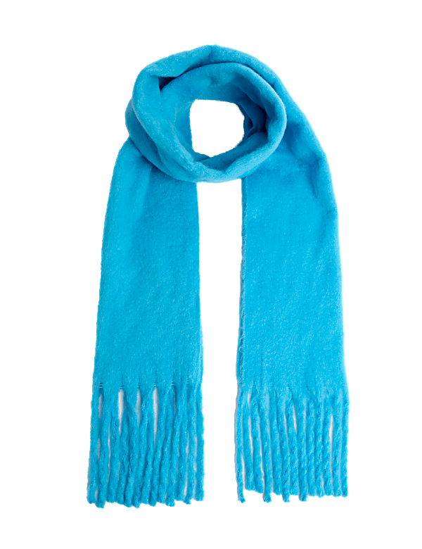 Brushed Colour Block Tassel Scarf