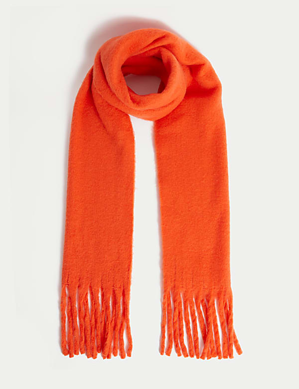 Brushed Colour Block Tassel Scarf - CA