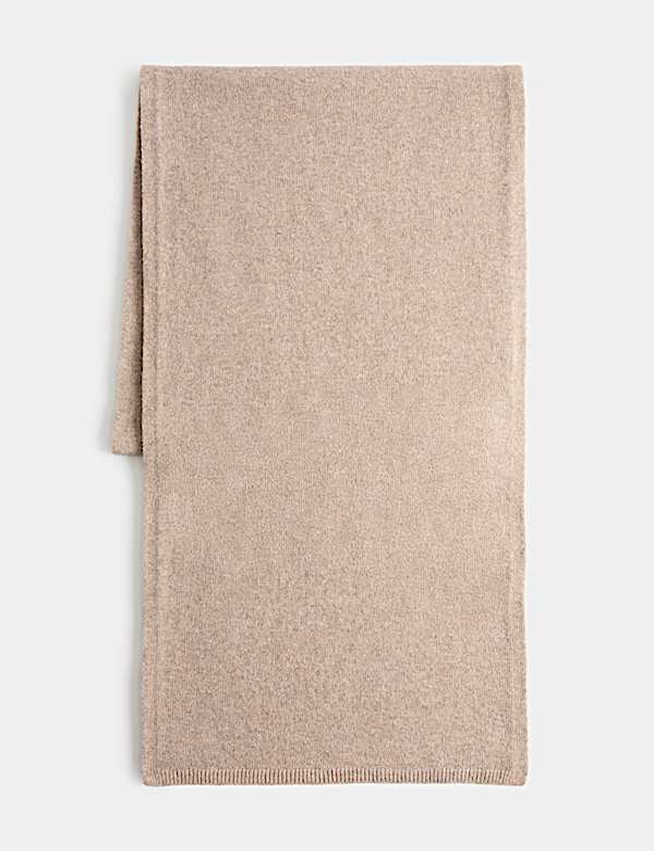 Ribbed Knit Scarf with Wool