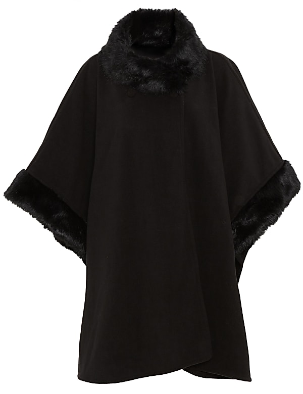 Faux Fur Collar Fleece Wrap - FI