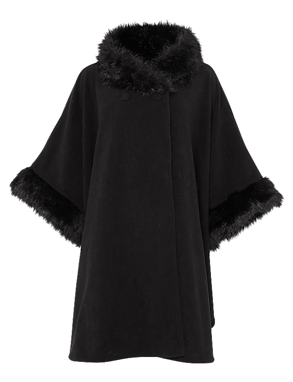 Faux Fur Collar Fleece Wrap - FI