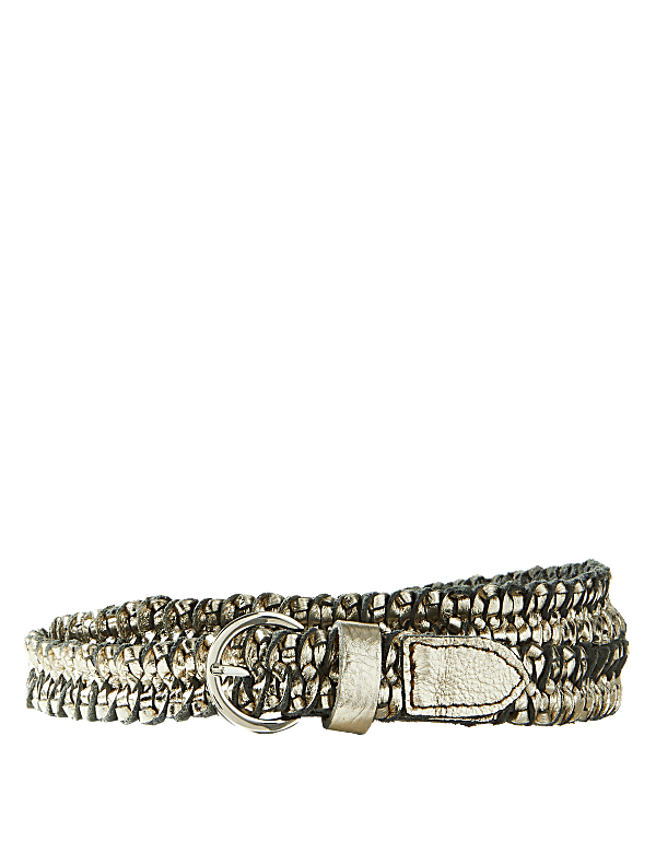 Leather Metallic Hip Belt