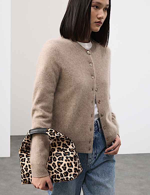 Hair On Leather Animal Print Triangle Grab Bag - CA