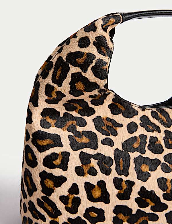 Hair On Leather Animal Print Triangle Grab Bag - HR