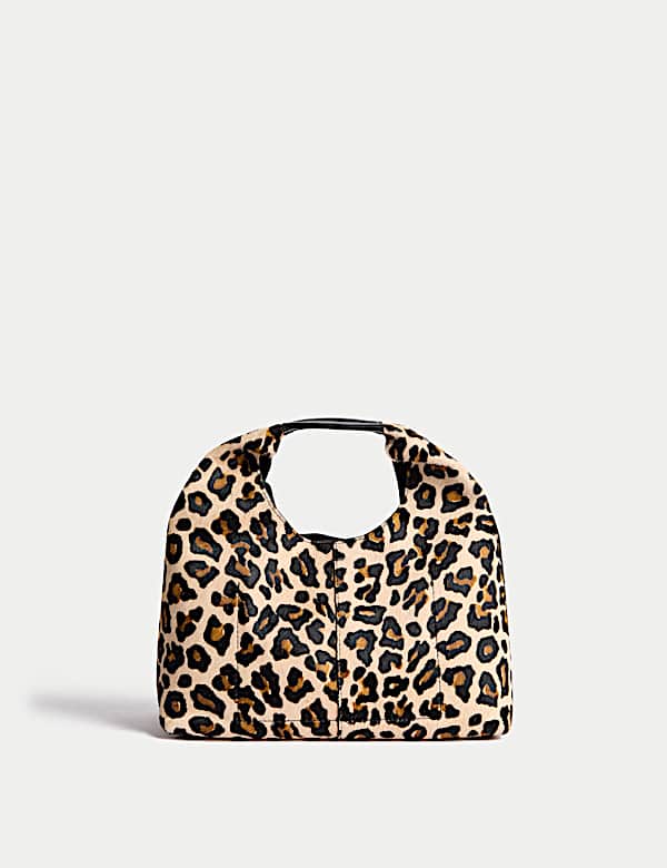 Hair On Leather Animal Print Triangle Grab Bag - HR