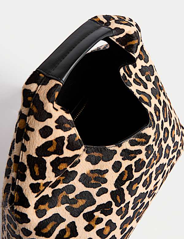 Hair On Leather Animal Print Triangle Grab Bag - HR