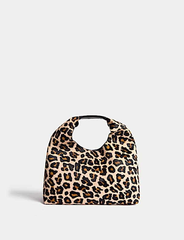 Hair On Leather Animal Print Triangle Grab Bag - HR