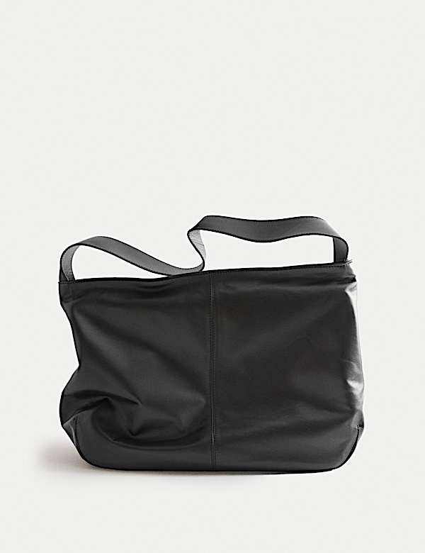 Leather Zip Slouchy Shoulder Bag - NZ