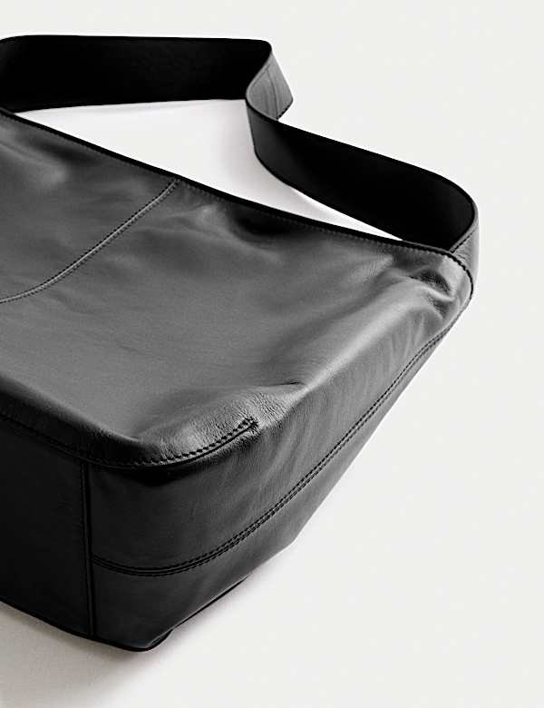 Leather Zip Slouchy Shoulder Bag - NZ