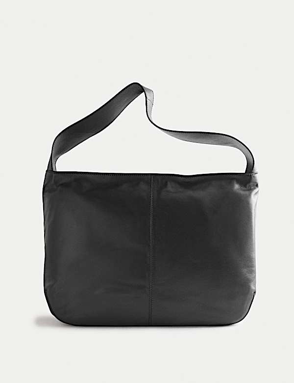 Leather Zip Slouchy Shoulder Bag - NZ