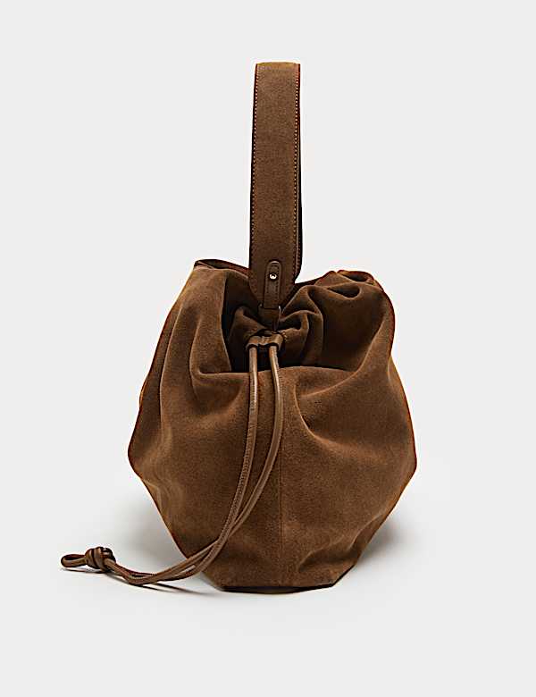 Suede Drawstring Shoulder Bag - AT