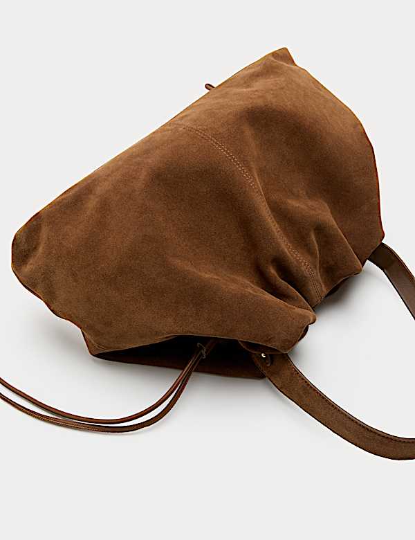 Suede Drawstring Shoulder Bag - AT