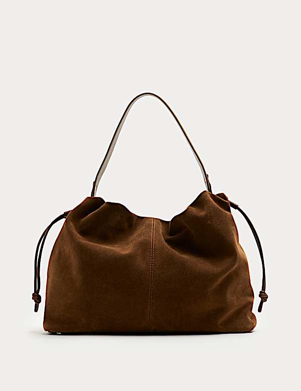 Suede Drawstring Shoulder Bag - AT