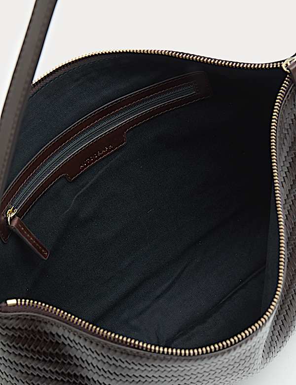 Leather Embossed Zip Shoulder Bag - JP