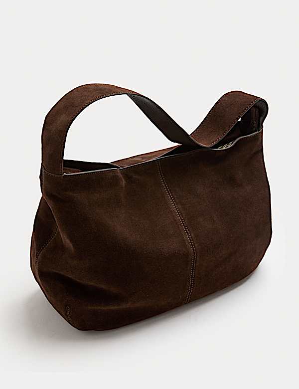Suede Zip Slouchy Shoulder Bag - CA
