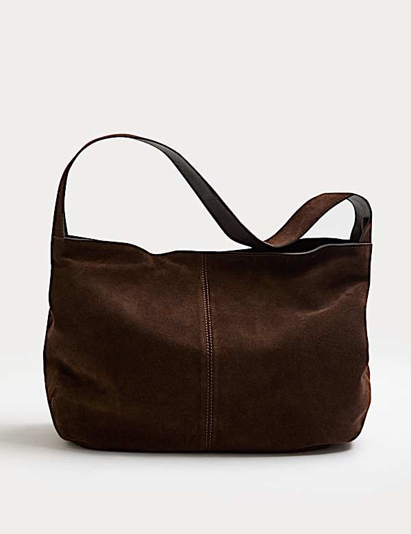 Suede Zip Slouchy Shoulder Bag - CA