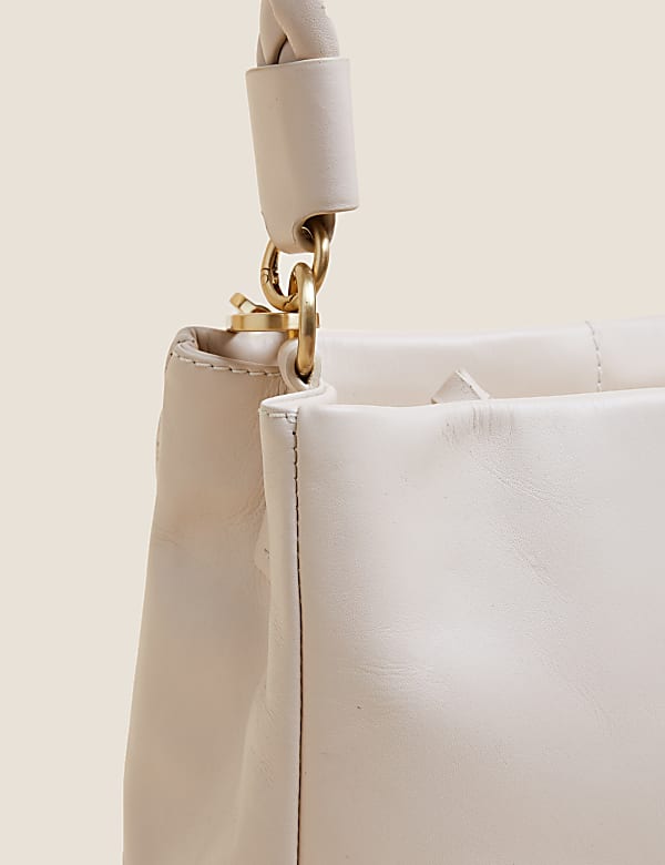 Leather Braided Handle Cross Body Bag
