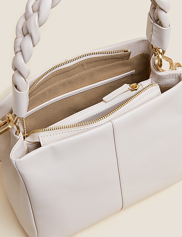 Leather Braided Handle Cross Body Bag