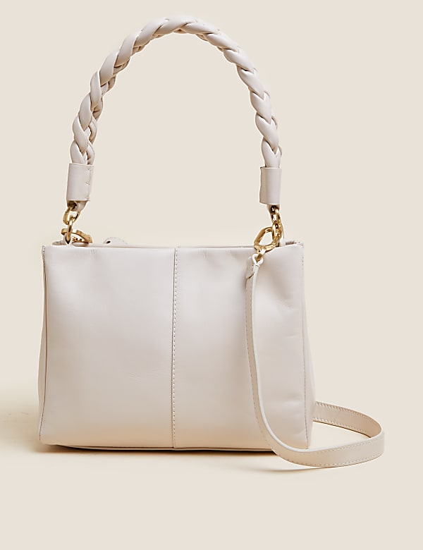 Leather Braided Handle Cross Body Bag