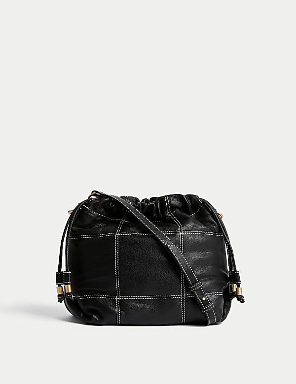 Black leather quilted bag online