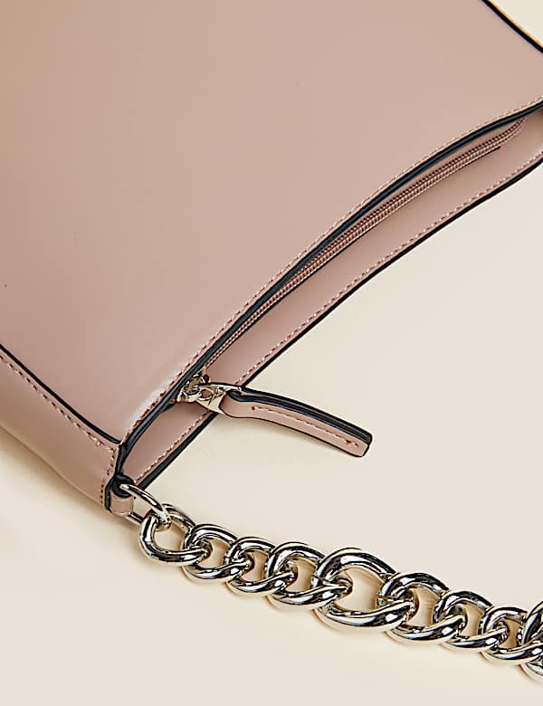 Faux Leather Chain Strap Underarm Bag
