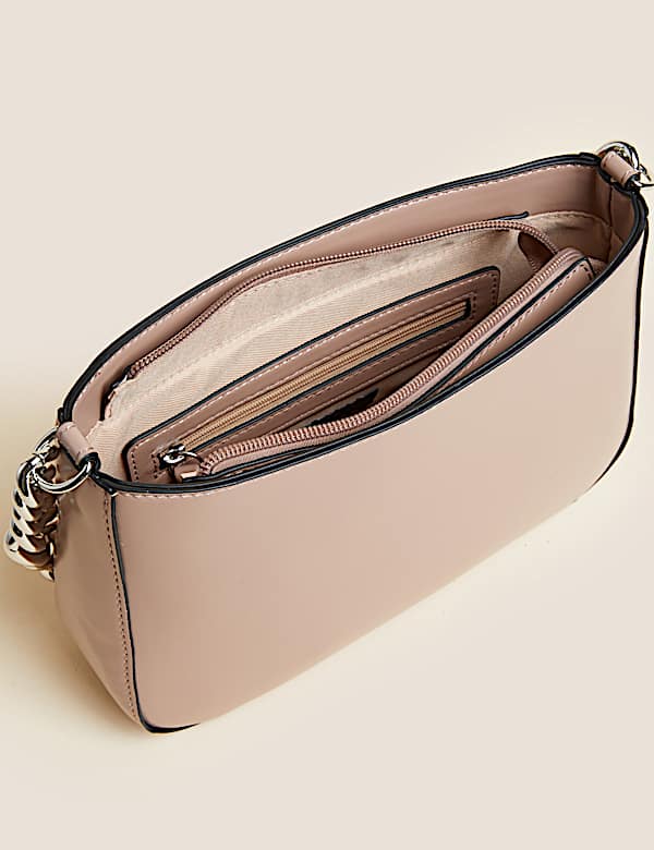 Faux Leather Chain Strap Underarm Bag