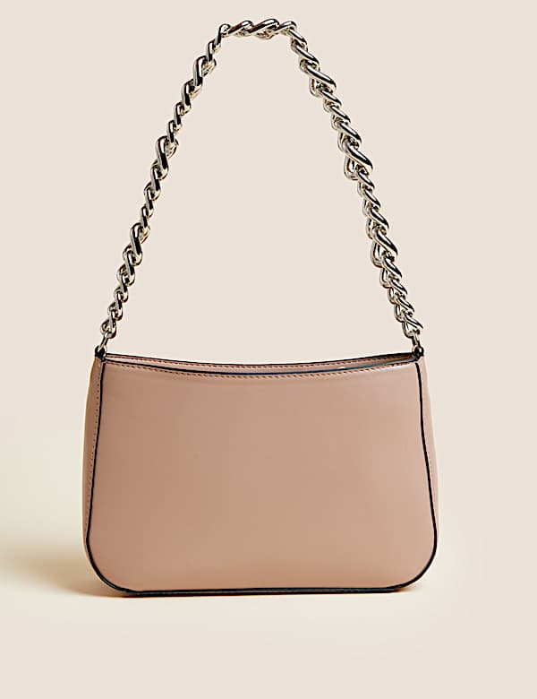 Faux Leather Chain Strap Underarm Bag