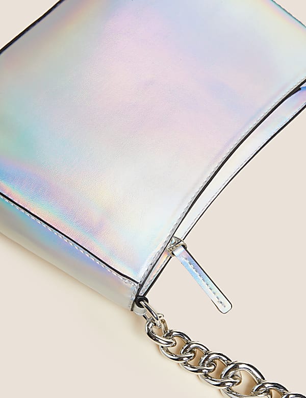 Faux Leather Chain Strap Underarm Bag