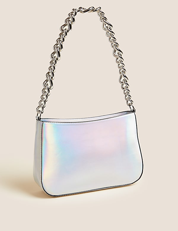 Faux Leather Chain Strap Underarm Bag