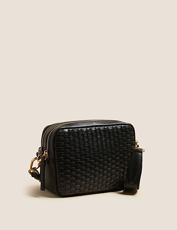 Buy Leather Woven Cross Body Camera Bag at Marks Spencer