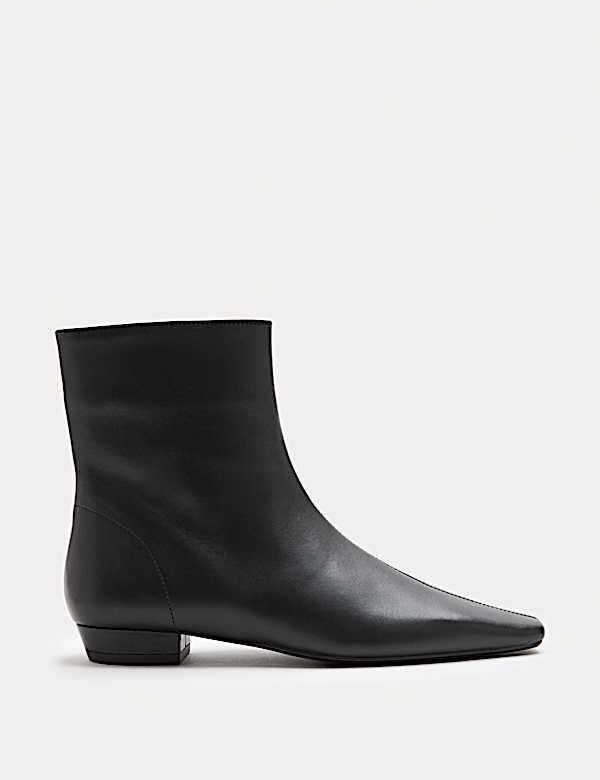 Leather Chisel Toe Ankle Boots - CH