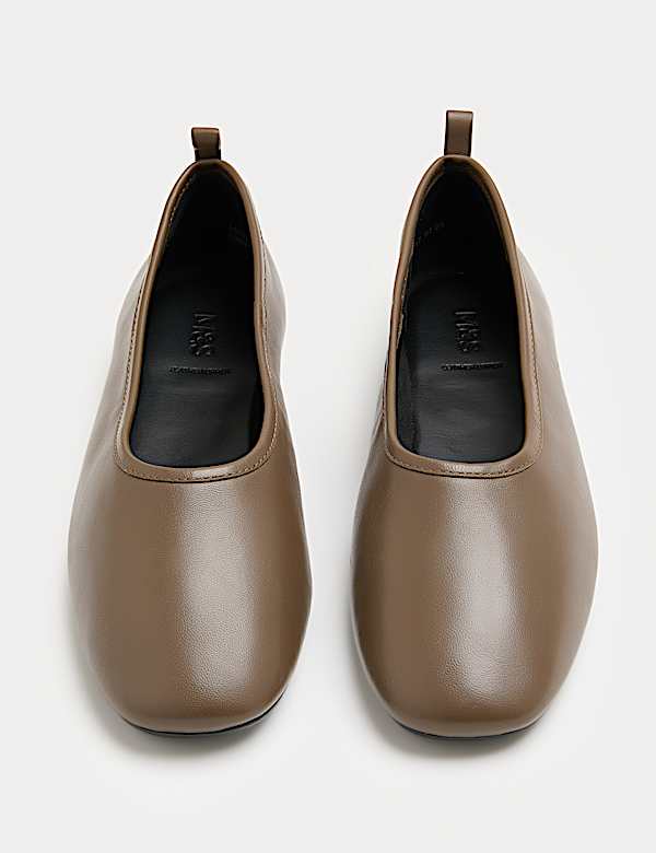 נעלי סירה שטוחות מעור בסגנון נעלי בלט - IL