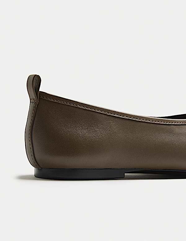 נעלי סירה שטוחות מעור בסגנון נעלי בלט - IL