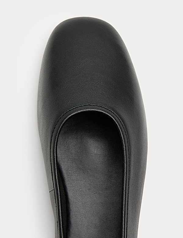 Leather Flat Ballet Pumps - DK