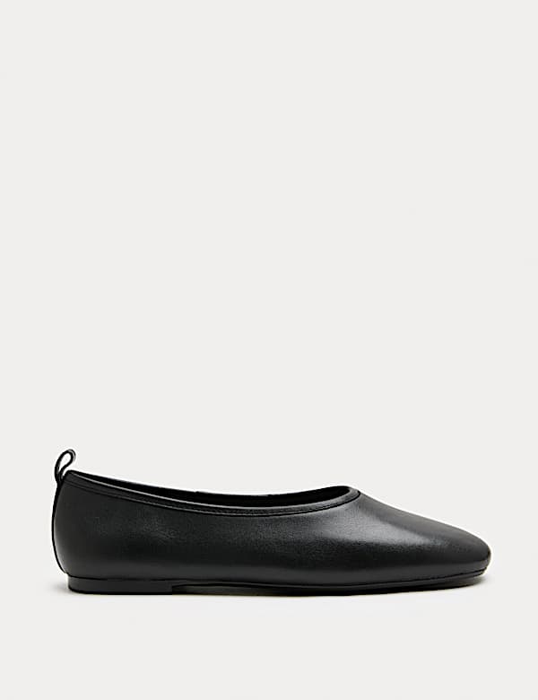 Leather Flat Ballet Pumps - DK