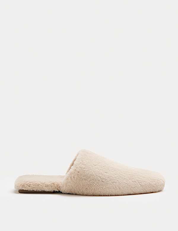 Faux Fur Mule Slippers - US