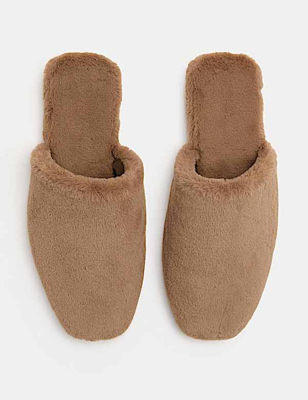 Faux Fur Mule Slippers - HU