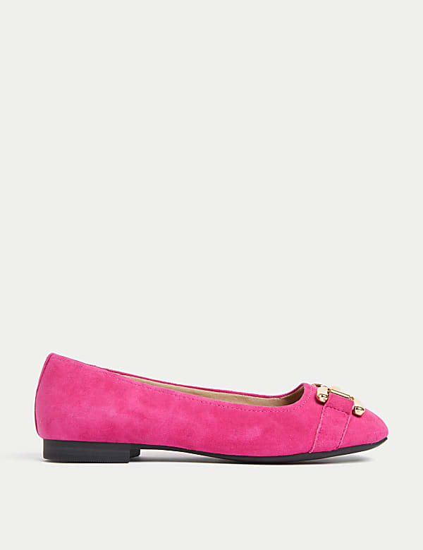 Buy Wide Fit Suede Square Toe Ballet Pumps at Marks Spencer