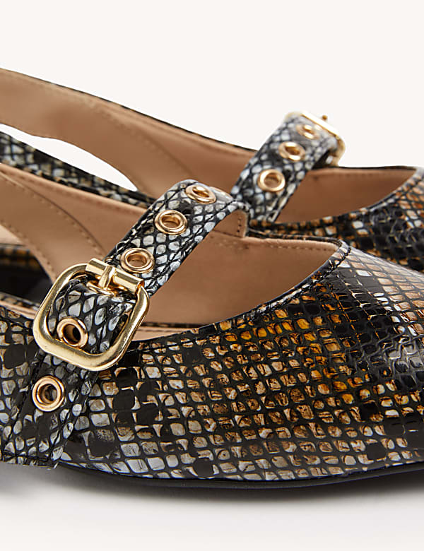 Croc Buckle Pointed Slingback Shoes
