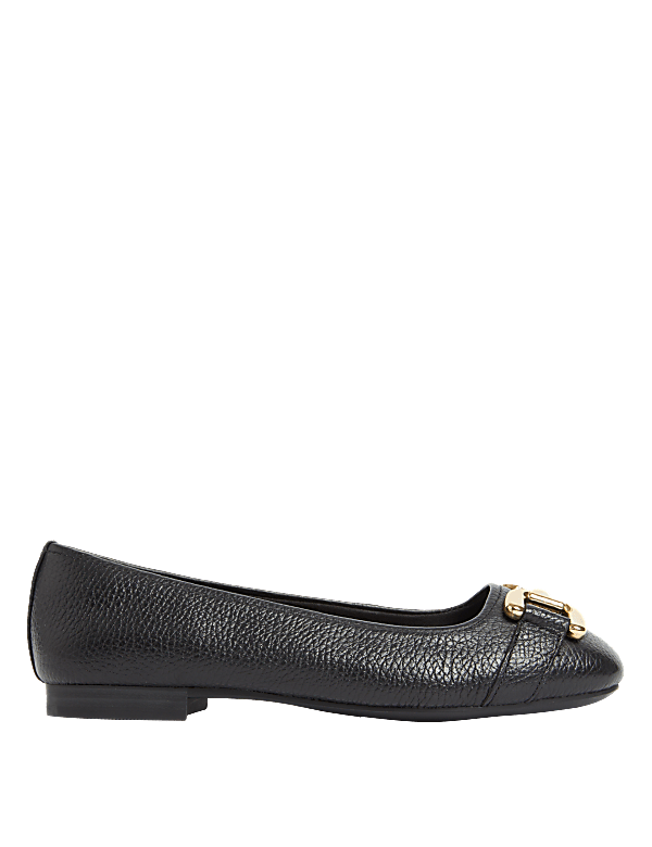 Wide Fit Leather Buckle Flat Ballet Pumps
