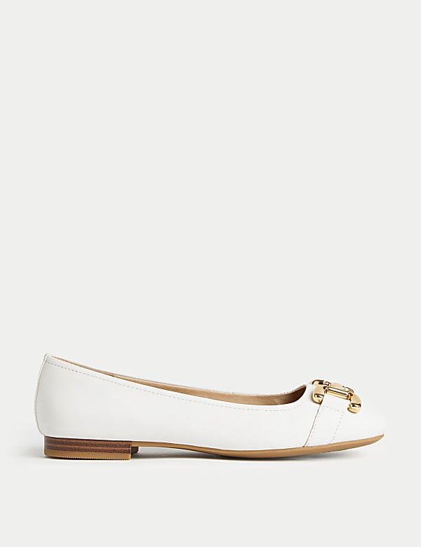 Wide Fit Leather Buckle Flat Ballet Pumps