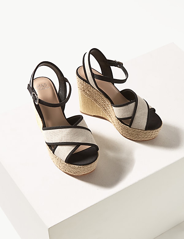 Wedge Heel Crossover Espadrille Sandals