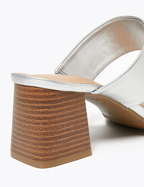 Metallic Block Heel Mules