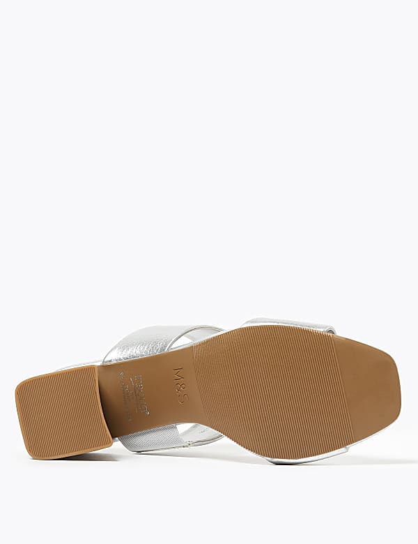 Metallic Block Heel Mules