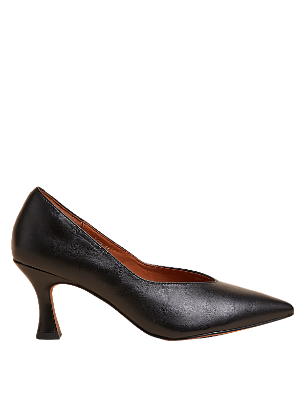 Leather Statement Pointed Court Shoes