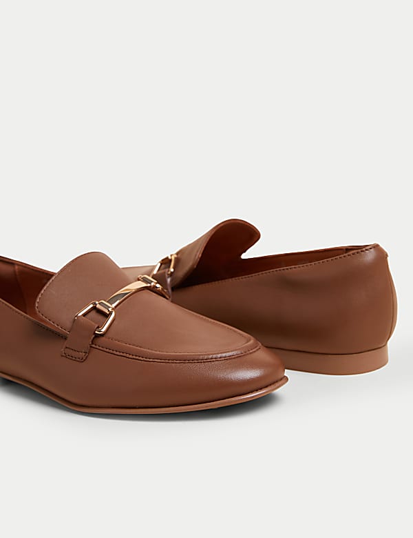 Leather Bar Trim Flat Loafers