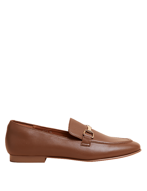 Leather Bar Trim Flat Loafers