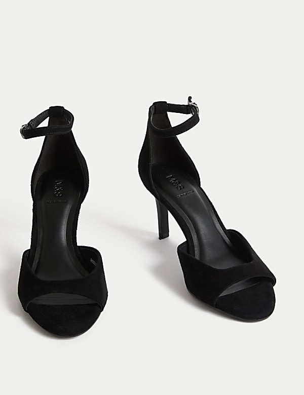 Suede Ankle Strap Stiletto Heel Sandals - JP